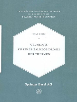 cover image of Grundriss zu einer Balneobiologie der Thermen